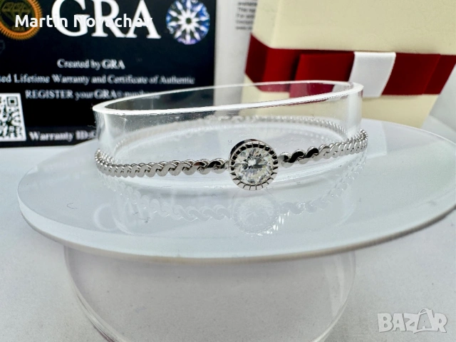 Сребърна гривна с мойсанит (Диамант) 0.5 карата, снимка 9 - Гривни - 53039715