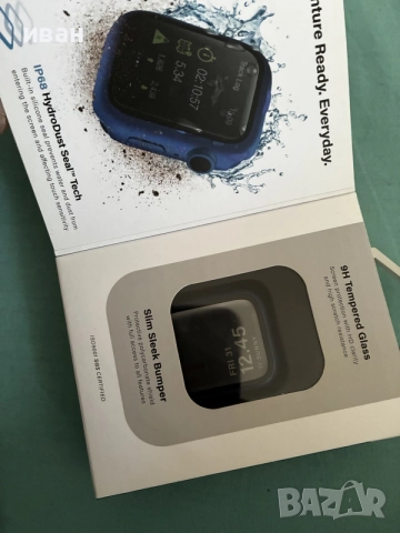 кейс с вграден стъклен протектор за дисплея  Apple Watch Case 44mm (син), снимка 2 - Калъфи, кейсове - 55748806