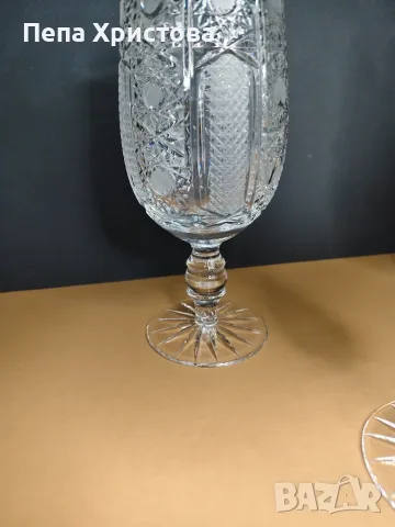 6 броя кристални чаши с шлифовка тип „Ананас“ , снимка 5 - Чаши - 56148290