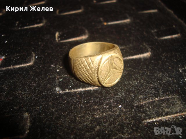 СТАР ПОЗЛАТЕН БРОНЗОВ ПРЪСТЕН МЕРЦЕДЕС МАСИВЕН МАЙСТОРСКА ИЗРАБОТКА РЯДЪК 74141, снимка 3 - Антикварни и старинни предмети - 33846590