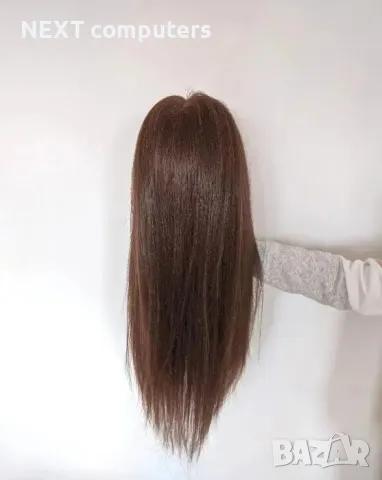 Фризьорска тренировъчна глава с ЕСТЕСТВЕНА коса 60см +стойка +аксесоар, снимка 6 - Друго - 47902728