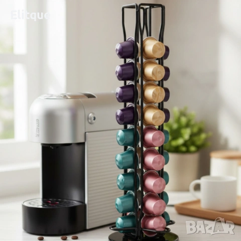 Метална въртяща се стойка Cheffinger за 40 капсули Nespresso – ред и бърз достъп до любимото кафе, снимка 2 - Други - 53179838