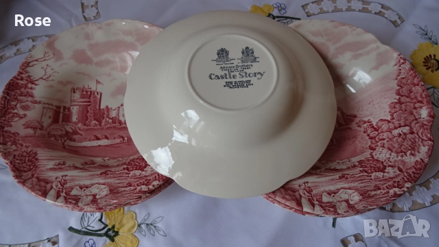 Порцелан винтидж - Англия Johnson Brothers розово-червено, снимка 8 - Чинии - 52217211