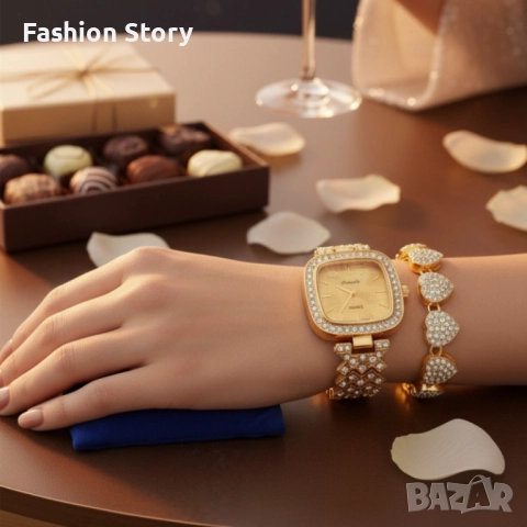 Елегантен дамски часовник с гривна – решение за подарък и ежедневен блясък, снимка 2 - Романтични подаръци - 51935347