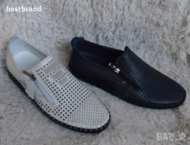 Обувки с цип, два цвята, естествена кожа, код 87/55, снимка 1