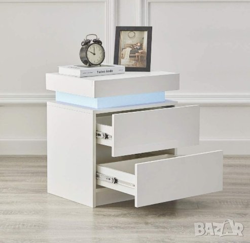 Елегантно и функционално шкафче в бяло с RGB LED осветление SGJT-ST-0032WH , снимка 5 - Шкафове - 42107656