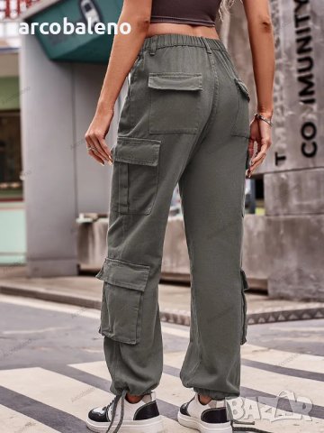 Дамски дънкови карго панталони с широки джобове и връзки, 5цвята , снимка 16 - Панталони - 42091265