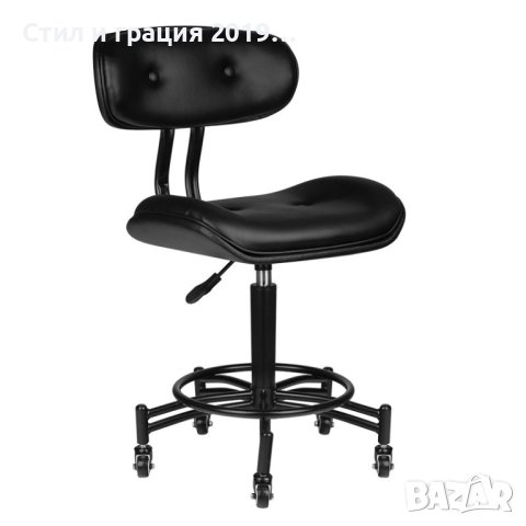 Козметичен стол - табуретка с облегалка Florence 47/64 см - черна, снимка 1