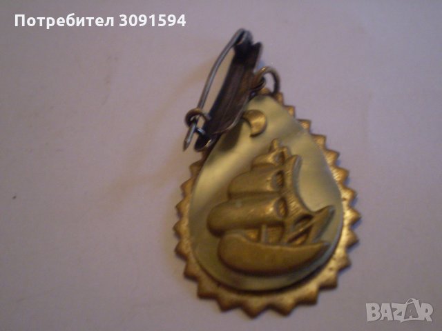 Стара месингова Брошка кораб със седеф, снимка 6 - Антикварни и старинни предмети - 34923341