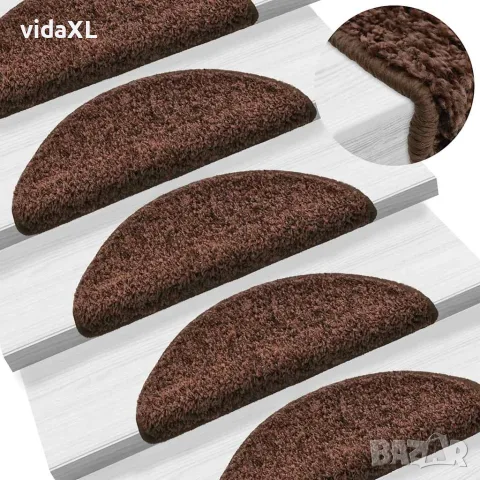 vidaXL Изтривалки за стълби, 15 бр., 56x17x3 см, кафяви, полукръгли, снимка 2 - Изтривалки - 56146063