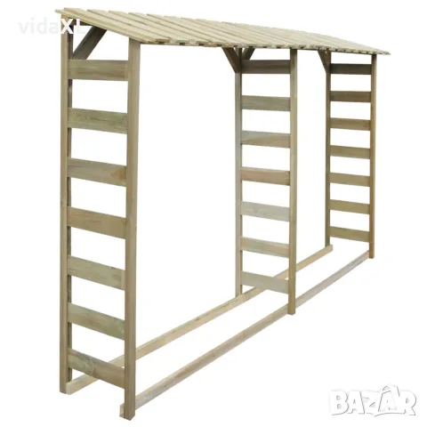 vidaXL Двоен навес за дърва за огрев, 300x44x176 cм, импрегниран бор