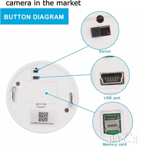 4К WiFi камера в димен детектор, скрита камера, охрана, нощно виждане, снимка 5 - HD камери - 52071278