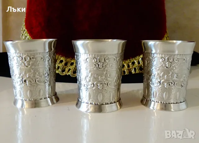 Чаши от калай с ловна сцена,Дионис,ренесанс. 