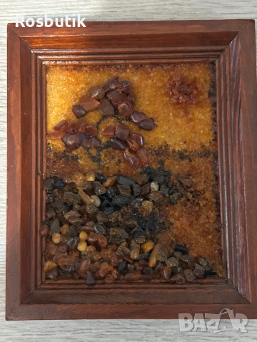 Старинна  съветска картина  с кехлибар , снимка 3 - Картини - 53353127