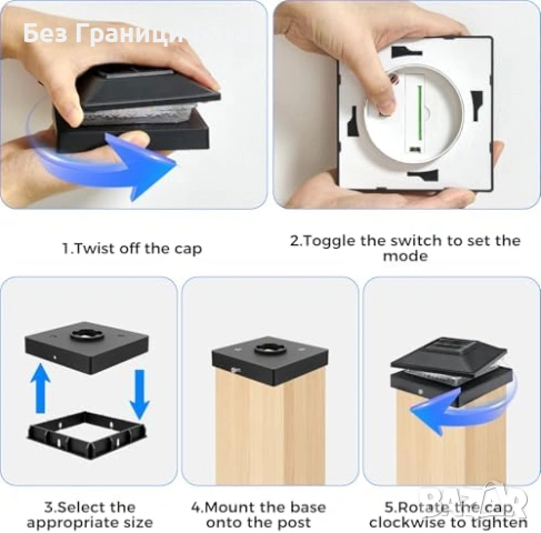 Нови Соларни LED лампи за 4x4 колони топла и студена светлина 4 броя градина двор, снимка 8 - Лед осветление - 54070237