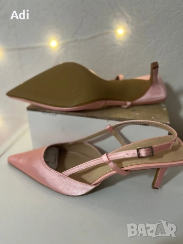 Нови елегантни сатенени обувки – цвят Пудра, снимка 4 - Дамски обувки на ток - 53992286