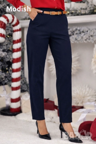 Еластичен дамски панталон с колан 9201, снимка 2 - Панталони - 52882409