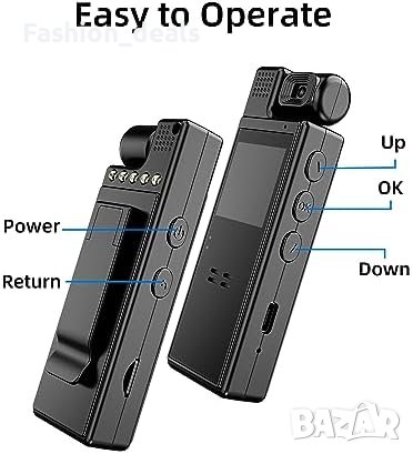 Нов 64G HYCENCY Камера за тяло 1080P Нощно Виждане 180° Ротация, снимка 4 - HD камери - 42826482