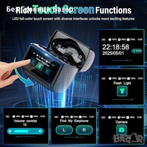 Нови Безжични Bluetooth слушалки с екран ANC ENC шумопотискане 48 часа, снимка 4 - Bluetooth слушалки - 52828116