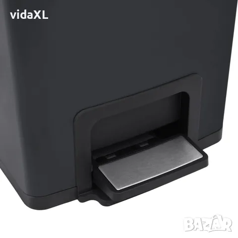 vidaXL Кош за боклук с педал без пръстови отпечатъци 30 л черен инокс, снимка 9 - Кошове за боклук и контейнери - 56146136