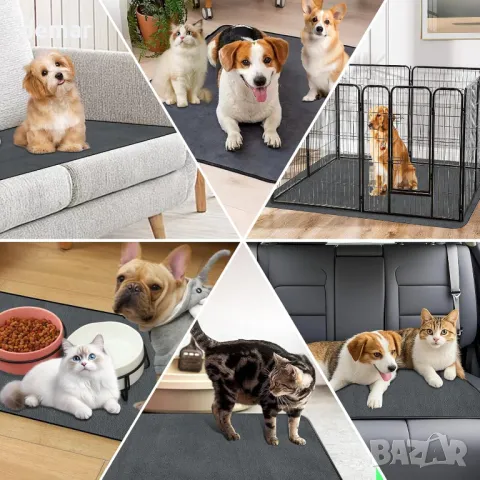 Миеща се подложка за кученца, 183x183 см, за многократна употреба, неплъзгаща се, водоустойчива,сива, снимка 6 - За кучета - 49516296