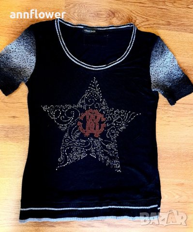 Тениска с плетени ръкави Roberto Cavalli, снимка 1