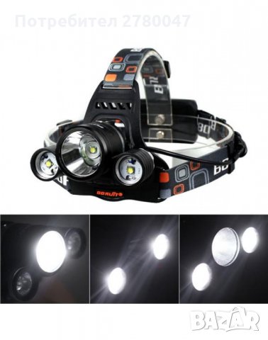 Акумулаторен фенер тип Челник с 3 мощни LED глави, снимка 4 - Къмпинг осветление - 30067147