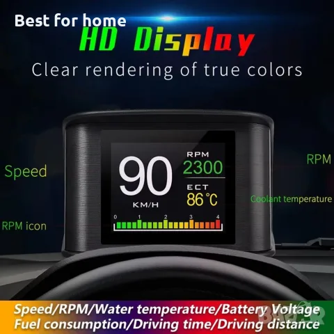 P10 Автомобилен HUD Head Up дисплей, снимка 3 - Друга електроника - 56532940