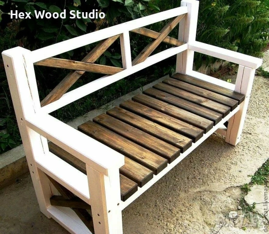 Градинска пейка „Crosswood“, снимка 5 - Градински мебели, декорация  - 53997657