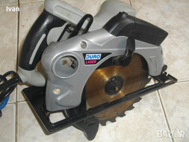 Лазерен Немски Ръчен Циркуляр-ф190мм-1200 Вата-ОТЛИЧЕН-Почти Нов-DURO DHKS1200 LASER-Реже 65мм, снимка 3 - Други инструменти - 40160147