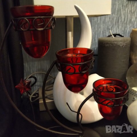 Свещник желязо и стъкло, снимка 2 - Декорация за дома - 38868754
