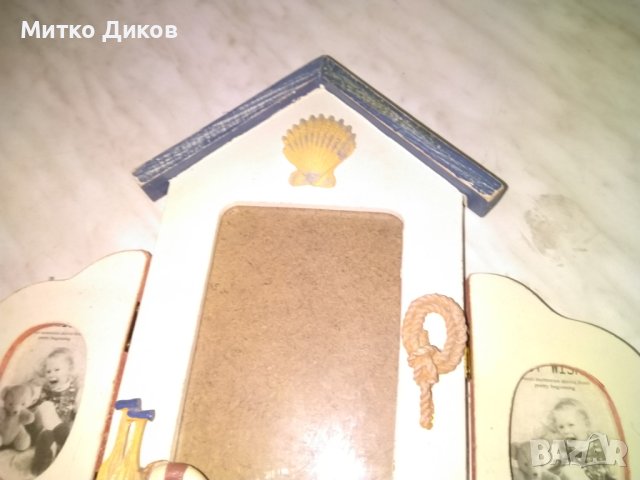 Рамка за три снимки тип къща с морски орнаменти 255х185х20мм и 140х90мм и две по 70х43м, снимка 4 - Декорация за дома - 42795023