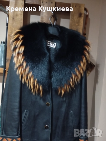 Дамско палто от естествена кожа с прекрасна яка естествен косъм, снимка 8 - Якета - 52457697