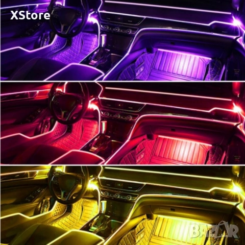 RGB LED осветление за интериор на автомобил с Bluetooth управление и музикален режим A6139, снимка 5 - Лед осветление - 51468597