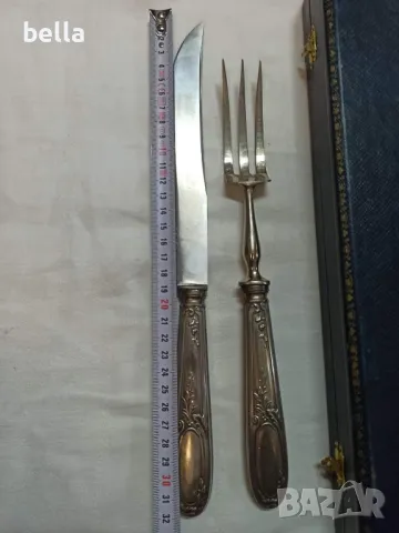 2 Посребрени стари прибора за месо и др, снимка 4 - Антикварни и старинни предмети - 47365777