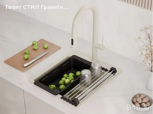 Бежова Кухненска Мивка от гранит модел РИГА XXL 430 x 500