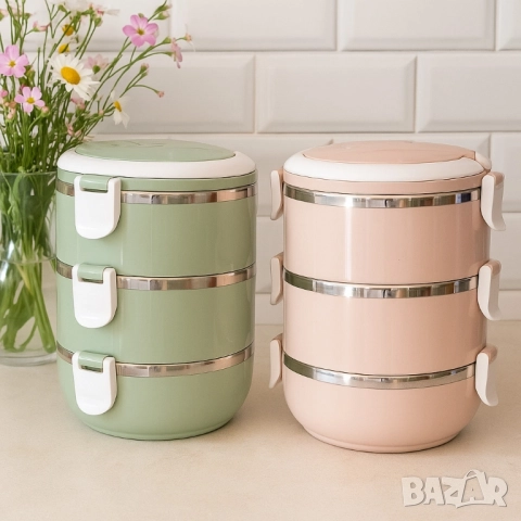 Ефективна и практична тройна кутия за съхранение на храна, снимка 3 - Кутии за храна - 52586369