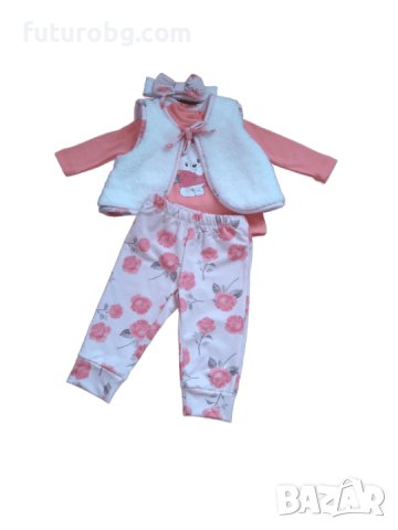 Комплект от четири части за бебе момиче в розово и бяло, снимка 3 - Комплекти за бебе - 39264042