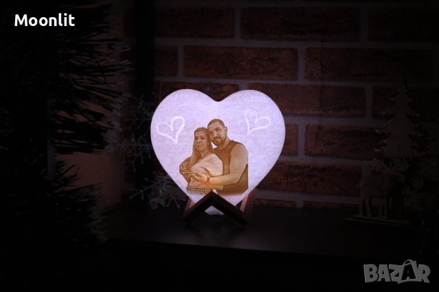 3d Персонализирана лампа сърце със снимка и текст - 4 размера/ 3 или 16 цвята на светлината, снимка 5 - Арт сувенири - 35562502
