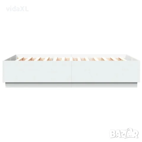 vidaXL Рамка за легло с LED осветление бяла 150x200 см инженерно дърво, снимка 8 - Спални и легла - 56146771