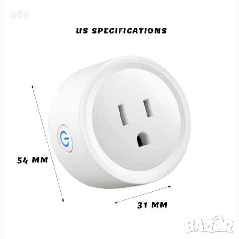Компактен интелигентен щепсел, управляван чрез WiFi, функция таймер, 2.4GHz, снимка 3 - Друга електроника - 52656721