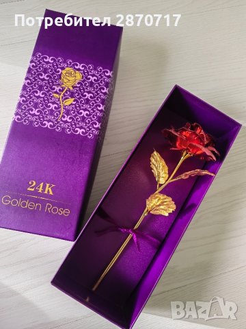 Червена златна роза в кутия, снимка 1 - Романтични подаръци - 42838241