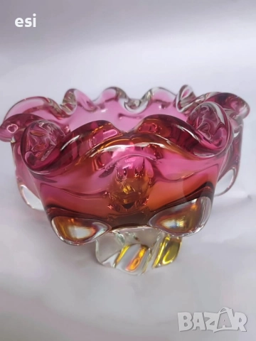 🩷 Стъклена купа Josef Hospodka за “Chribska Bohemia” , снимка 6 - Антикварни и старинни предмети - 52231972