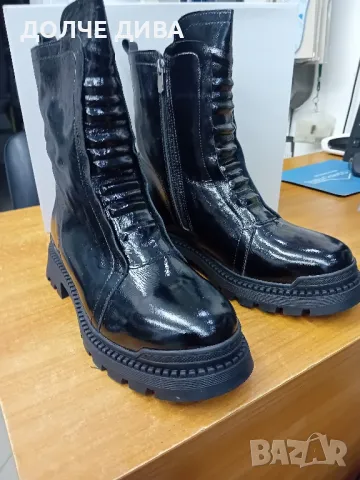 Намаление - ДАМ.БОТИ 1106 естествена кожа черен лак