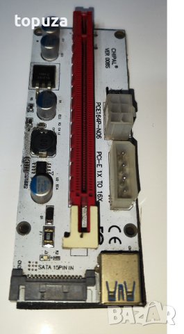 CHIPAL LED VER 008S PCI-E Riser Card PCI Express 1X to 16X Разширител за копачка miner, снимка 1 - Други - 44185040