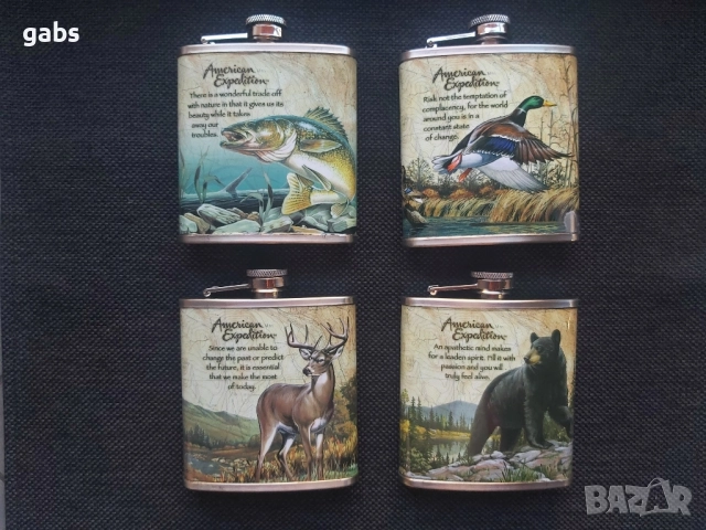 Красиво изрисувана манерка за алкохол AMERICAN EXPEDITION, 7oz /207ml, снимка 10 - Екипировка - 52538890