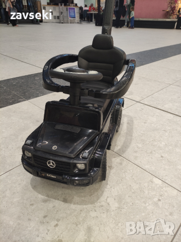 Кола за яздене с дръжка - Mercedes G350d, черна, снимка 2 - Детски велосипеди, триколки и коли - 44792589