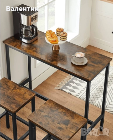 Комплект от бар маса и 2 бар стола, снимка 2 - Маси - 52571348