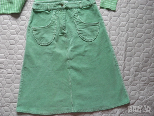 Дамски сет в цвят резида пола и блуза, снимка 2 - Поли - 54332846