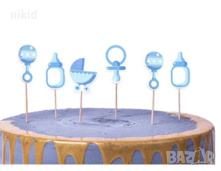 20 бр Момче бебе бебешки топери клечки декорация за мъфини украса кексчета